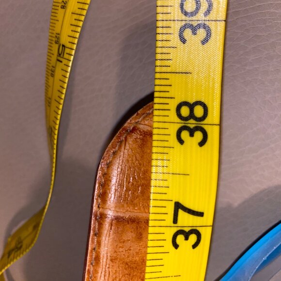 Leather Belt Tan Camel Brown 34 Small Vintage Animal Elephant Lion Metal Accent - Picture 7 of 13